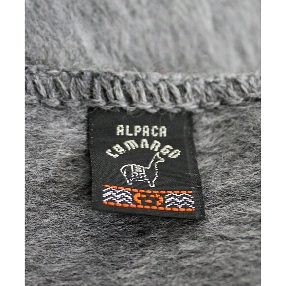 Peru Peruvian Alpaca/Llama Wool Camargo Wool Scarf Dark Grey Fringe O/S Unisex - Picture 5 of 5